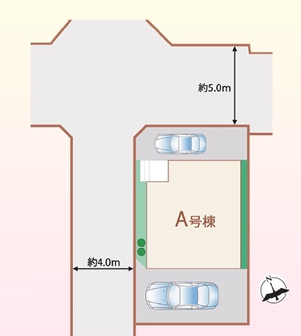 新築一戸建て 川越市石原町２丁目の区画図|カースペース２台分(車種によります)