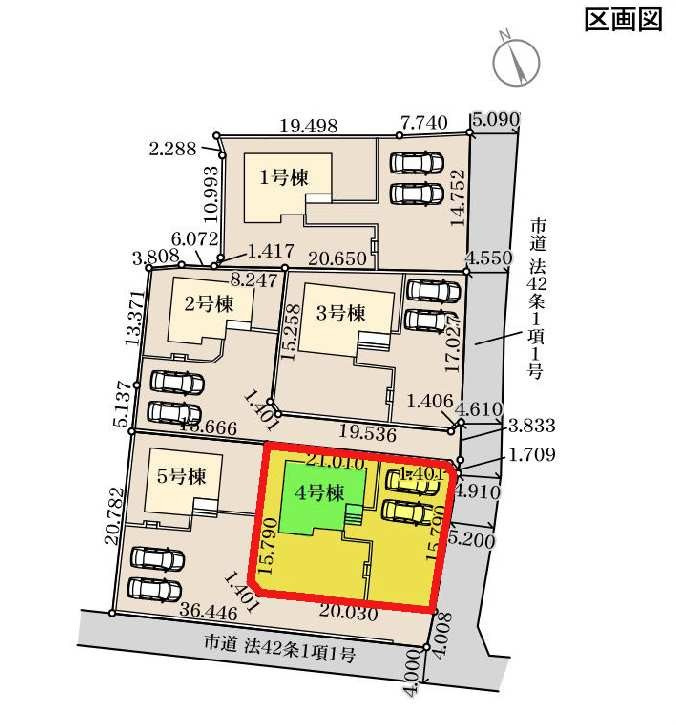 新築　前橋市富士見町時沢第12　Livele Garden.S　4号棟の区画図|4号棟　区画図　東側接道幅員約4.5ｍ
