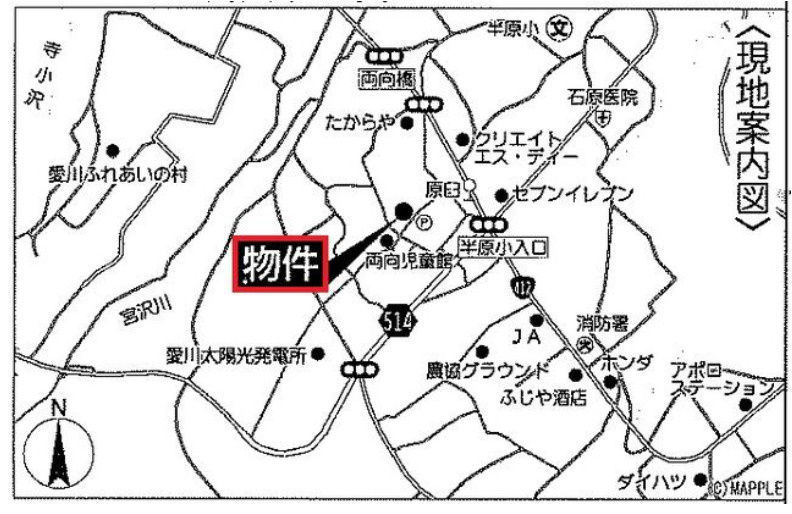 愛甲郡愛川町半原の売地の地図