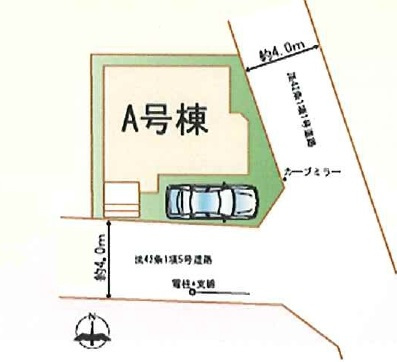 新築一戸建て 川越市安比奈新田の区画図|カースペース１台分(車種によります)