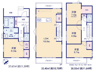 福岡市博多区南本町１期　2号棟の間取り
