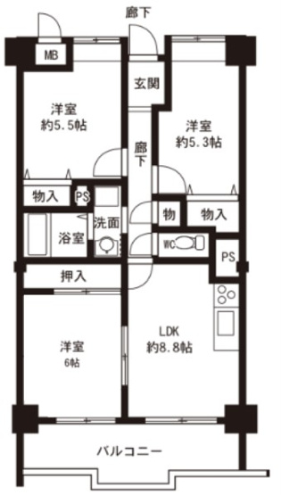 【間取り】 | エレガンス巽 | ※間取り図はこちらの反転タイプとなります。