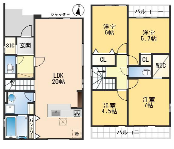 豊中市待兼山町　新築戸建の間取り