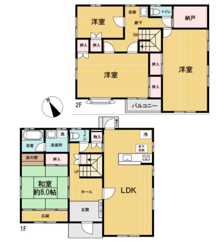 【中古戸建】伊勢崎市若葉町の間取り|■間取り図｜敷地面積：283.66（約85.8坪）　建物面積：156.46（約47.32坪）