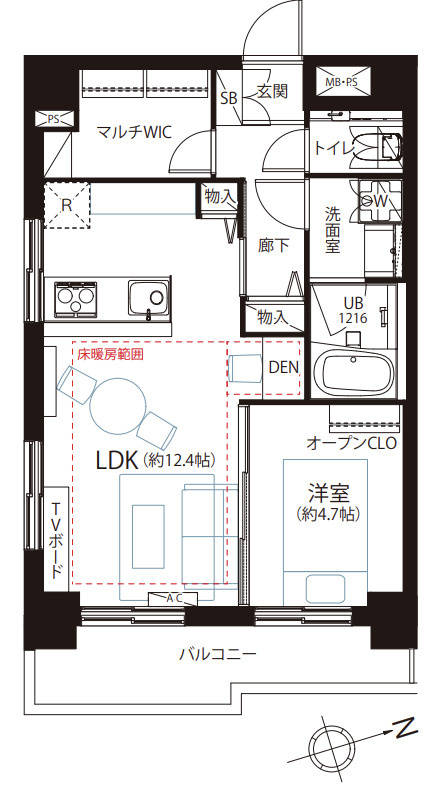 ローレル麻布十番　6Fの間取り