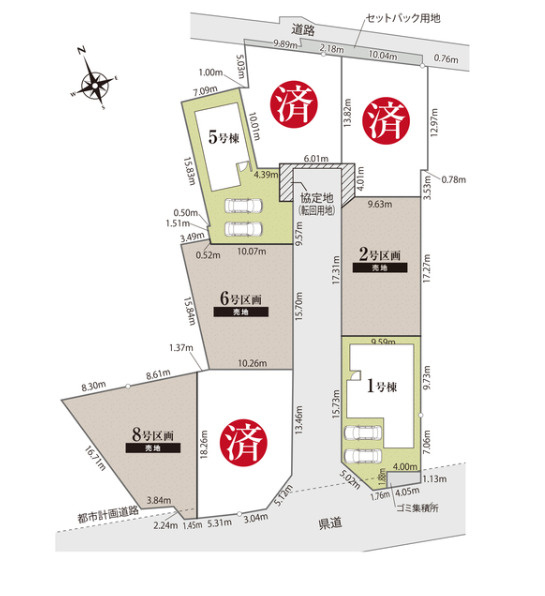 富士市中里の新築一戸建の区画図