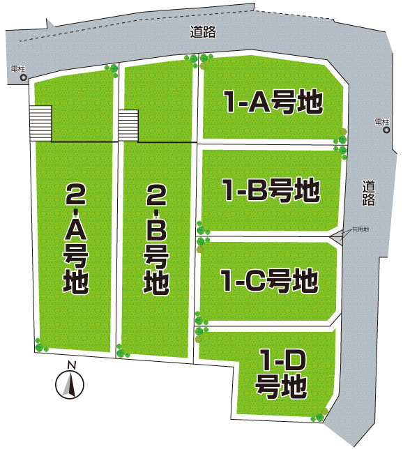 ■枚方市茄子作　売土地の区画図|全6区画