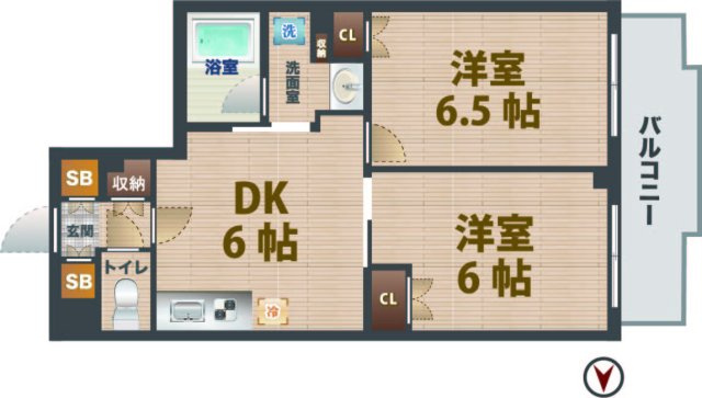 【間取り】 | ルーブル都立家政六番館 | 2DKのお部屋です。