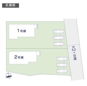 つくば市前野　2期　1号棟の区画図