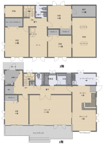 勝田郡奈義町中古住宅　4LDK＋S＋倉庫の間取り