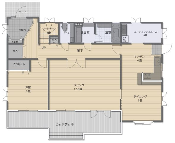 勝田郡奈義町中古住宅　4LDK＋S＋倉庫の間取り|1F