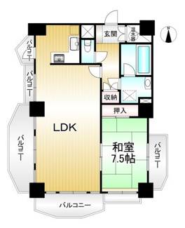 【間取り】 | マリンシャトウ山海 | 間取図　※図面と現況が異なる場合は現況優先といたします。