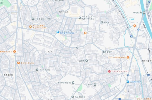 ■枚方市茄子作　売土地の地図