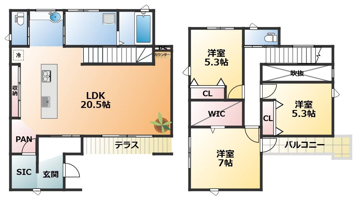 タマタウン宇都宮市細谷町Ⅱの間取り|南向きで陽当たりの良い間取りです