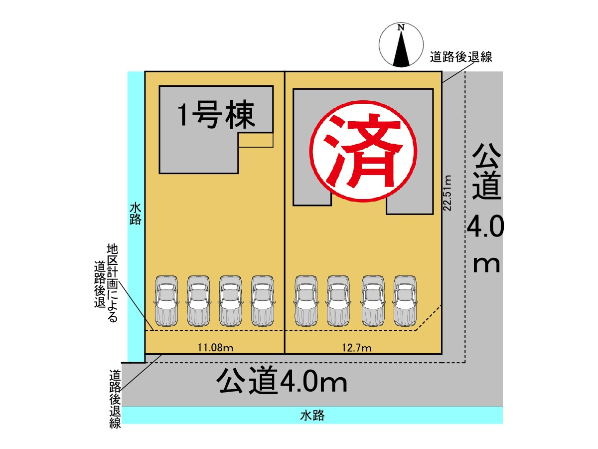 リーブルガーデン　岐阜市茶屋新田2丁目　全2区画分譲の区画図|■区画図
■YAMADA電機の　ヤマダ不動産　株式会社リライフ　
いつでもお問合わせ下さい。