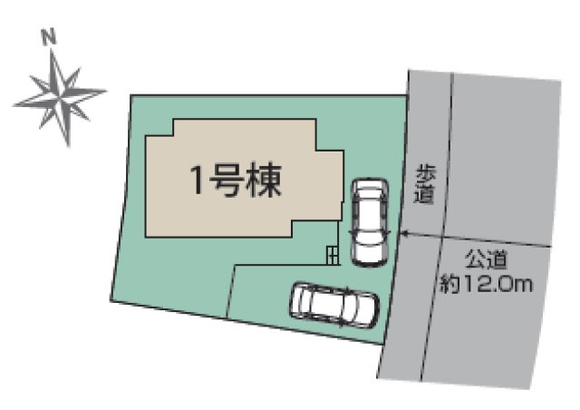 八王子市　北野台　新築一戸建て　２期の区画図|～東側12ｍ道路に面しています～