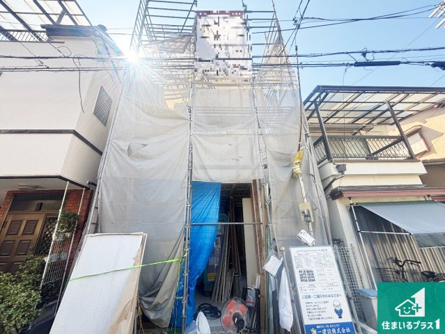大阪市東住吉区住道矢田　第23期　新築一戸建ての外観|周辺は落ち着いた街並みの住宅地！子育てがしやすい住環境です！まだ未完成ですが、現地でしかわからない事もございます。是非一度ご覧ください。