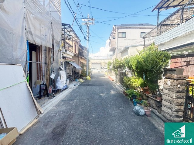 大阪市東住吉区住道矢田　第23期　新築一戸建ての前面道路含む現地写真|周辺は落ち着いた街並みの住宅地！子育てがしやすい住環境です！まだ未完成ですが、現地でしかわからない事もございます。是非一度ご覧ください。