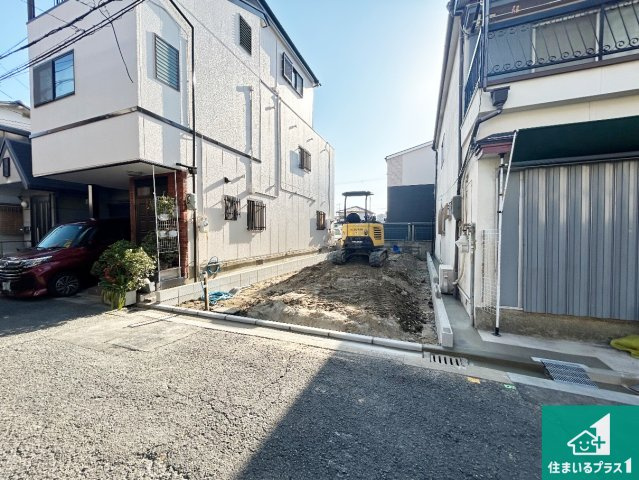 大阪市東住吉区住道矢田　第23期　新築一戸建ての外観|周辺は落ち着いた街並みの住宅地！子育てがしやすい住環境です！まだ未完成ですが、現地でしかわからない事もございます。是非一度ご覧ください。