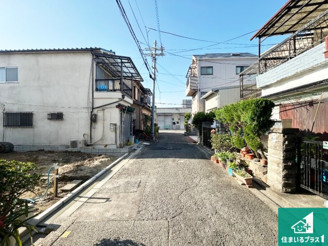 大阪市東住吉区住道矢田　第23期　新築一戸建ての前面道路含む現地写真|周辺は落ち着いた街並みの住宅地！子育てがしやすい住環境です！まだ未完成ですが、現地でしかわからない事もございます。是非一度ご覧ください。