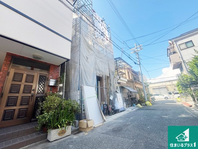 大阪市東住吉区住道矢田　第23期　新築一戸建ての前面道路含む現地写真|周辺は落ち着いた街並みの住宅地！子育てがしやすい住環境です！まだ未完成ですが、現地でしかわからない事もございます。是非一度ご覧ください。