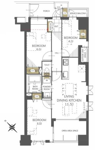 グランシティ新小岩2の間取り|5階部分・南東×南西・角部屋住戸につきまして日当り・通風・眺望良好。新規リノベーションマンション。アフターサービス保証付・24時間365日緊急対応サービスでご購入後も安心して暮らせます。
