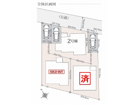 【仲介手数料０円】藤沢市辻堂6丁目　新築一戸建て　2号棟　全3棟の区画図|2号棟　藤沢市辻堂6丁目　新築一戸建て　全3棟