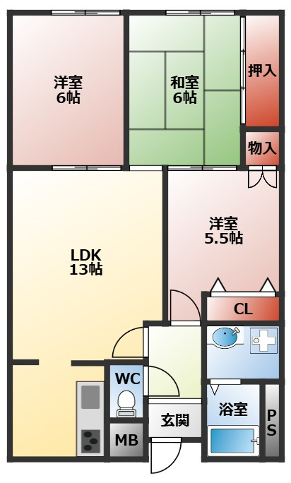 マンション新屋の間取り