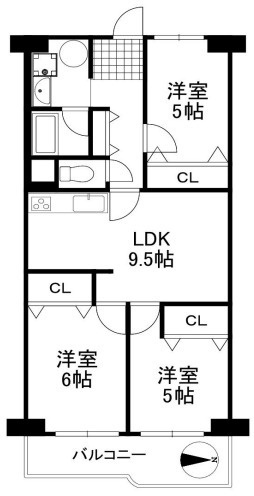 武庫川ニュースカイハイツの間取り|阪神東鳴尾駅まで徒歩5分