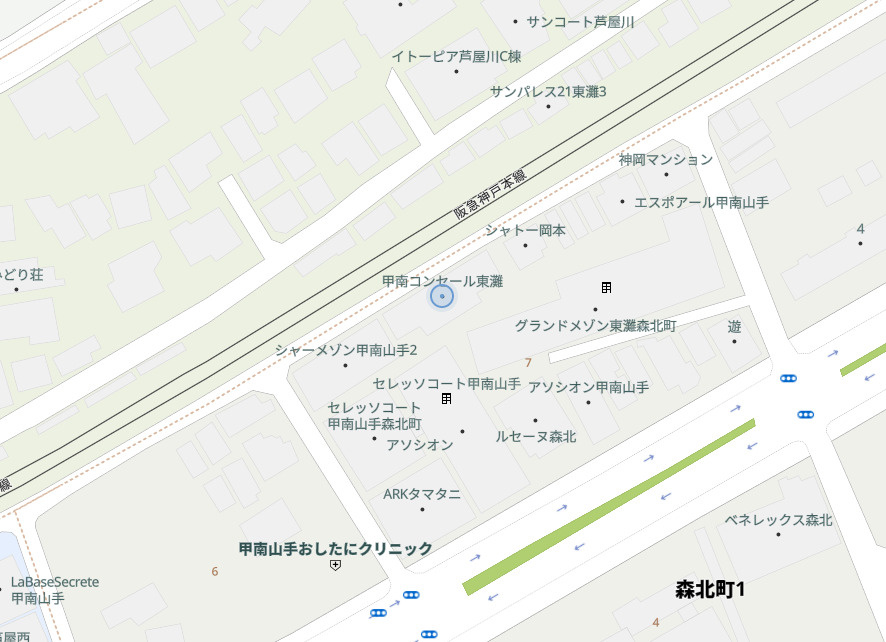 甲南コンセール東灘の地図