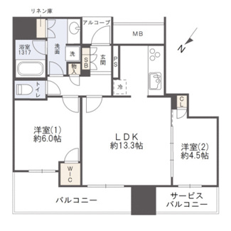 【間取り】 | シエリアタワー中之島 | 【間取り】新築未入居住居！6階・眺望の抜けた北西向き住戸！