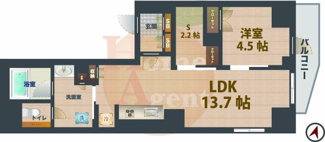 【間取り】 | ＮＯＧＡＴＡ　ＲＥＳＩＤＥＮＣＥ | 1SLDKのお部屋です。