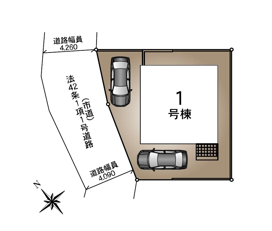 福岡市南区大平寺1丁目第3-1棟（1号棟）の区画図|配置図（1号棟）