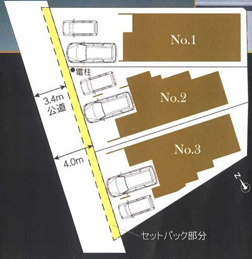 藤沢市辻堂６丁目　新築戸建　全３棟の区画図