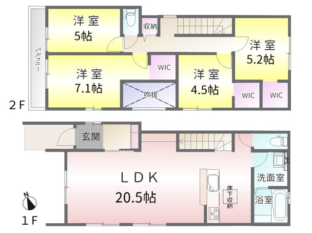 名古屋市名東区小井堀町1期(全3棟)の間取り