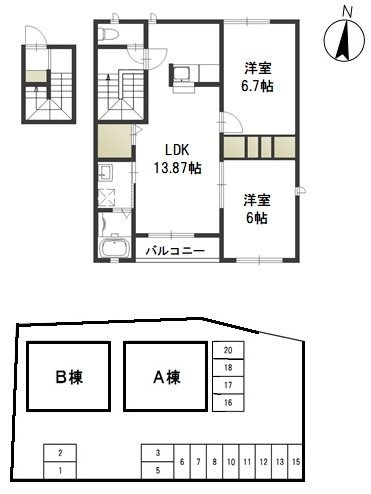ハピネス　A の間取り
