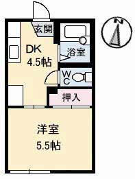【間取り】 | クレセント倉田 | 1DK