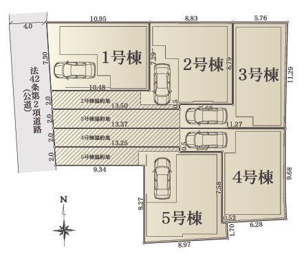 茅ヶ崎市下町屋2丁目　新築戸建　5号棟の区画図