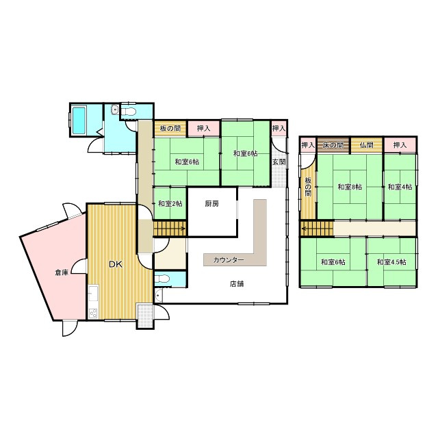 西条市氷見丙597-1　店舗付き住宅の間取り