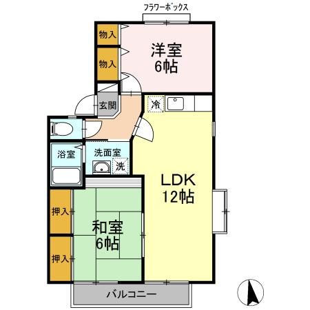 セジュール大善寺　Ｂの間取り|使い勝手の良い間取りです♪