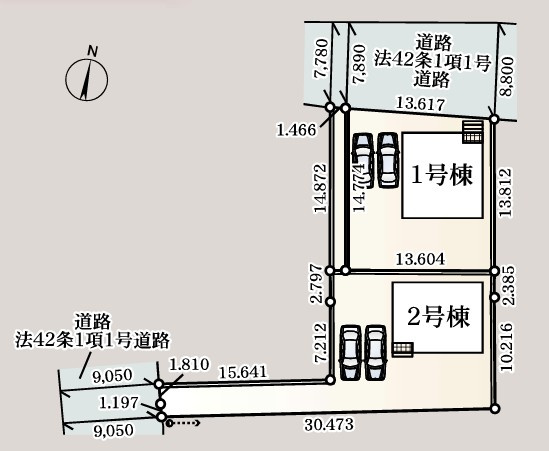 Cradle garden　吉見町東野第22の区画図|図面と現況が異なる場合、現況を優先とします。【2号棟】