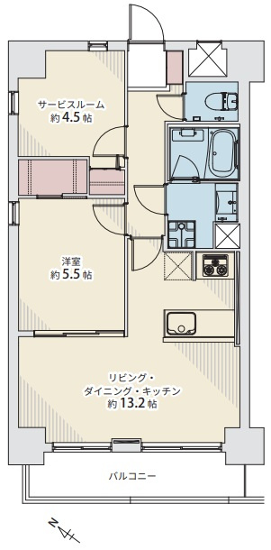 ライオンズステーションプラザ千歳烏山の間取り|ライオンズステーションプラザ千歳烏山：南西向き角部屋につき陽当り・眺望良好！全居室収納・窓が付いた１ＳＬＤＫリノベーション物件は居室としても使えるサービスルーム付き！