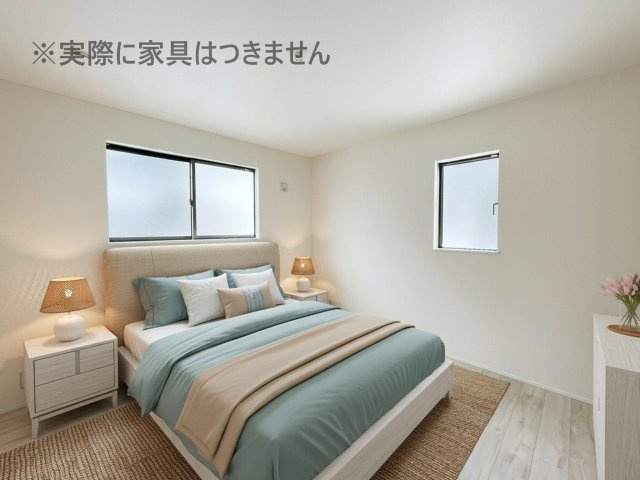 新築戸建・新築建売　桐生市相生町2丁目　相生小学校・相生中学校の洋室|画像はバーチャルホームステージングの加工による演出で、実際の家具は付きません。