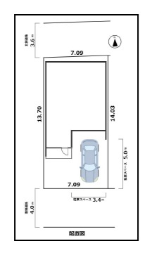 大阪市城東区蒲生4丁目　1号地の区画図