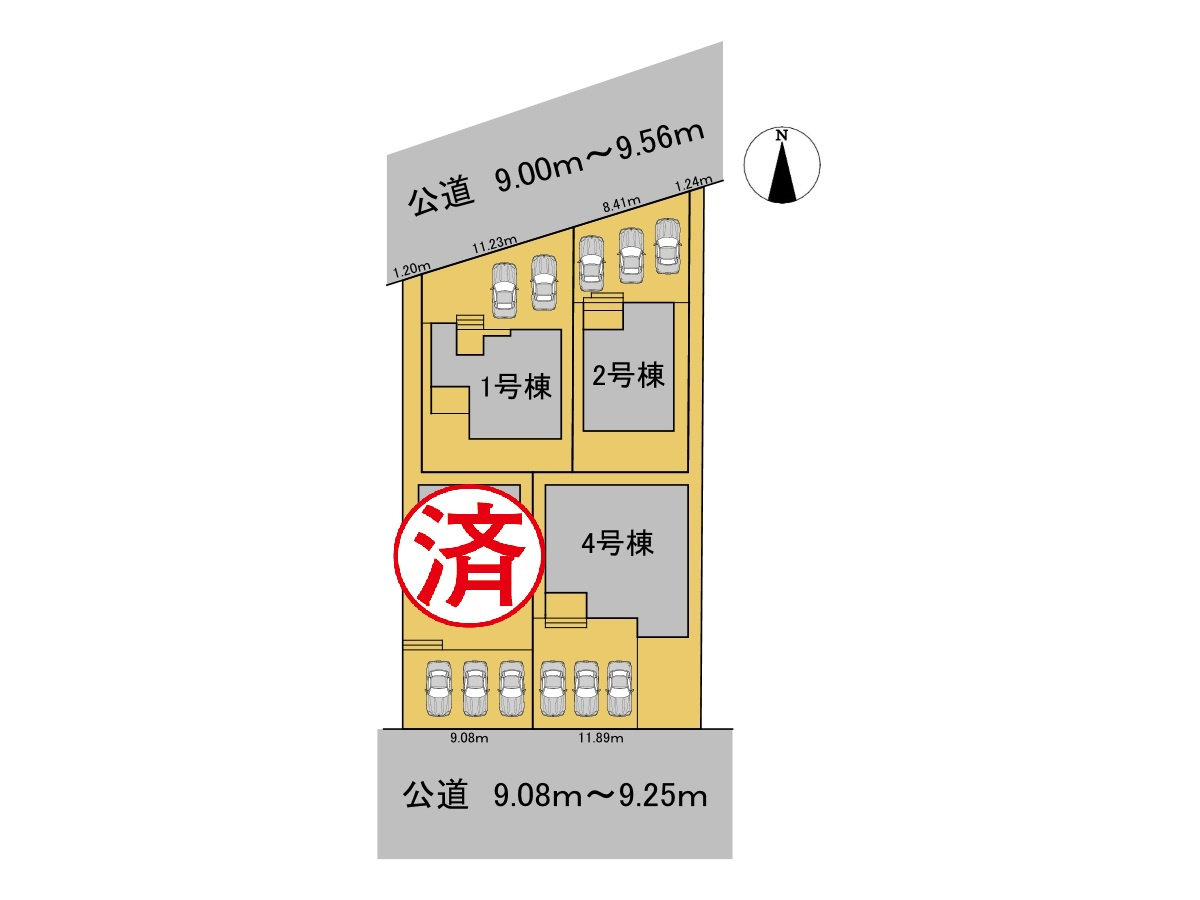 リーブルガーデン　各務原市川島小網（川島スポーツ公園西）　全4区画分譲の区画図|■区画図
■YAMADA電機の　ヤマダ不動産　株式会社リライフ　
いつでもお問合わせ下さい。