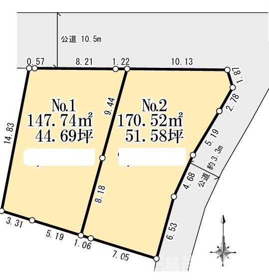 大磯町国府本郷　売地　　全２区画の土地図|対象No2