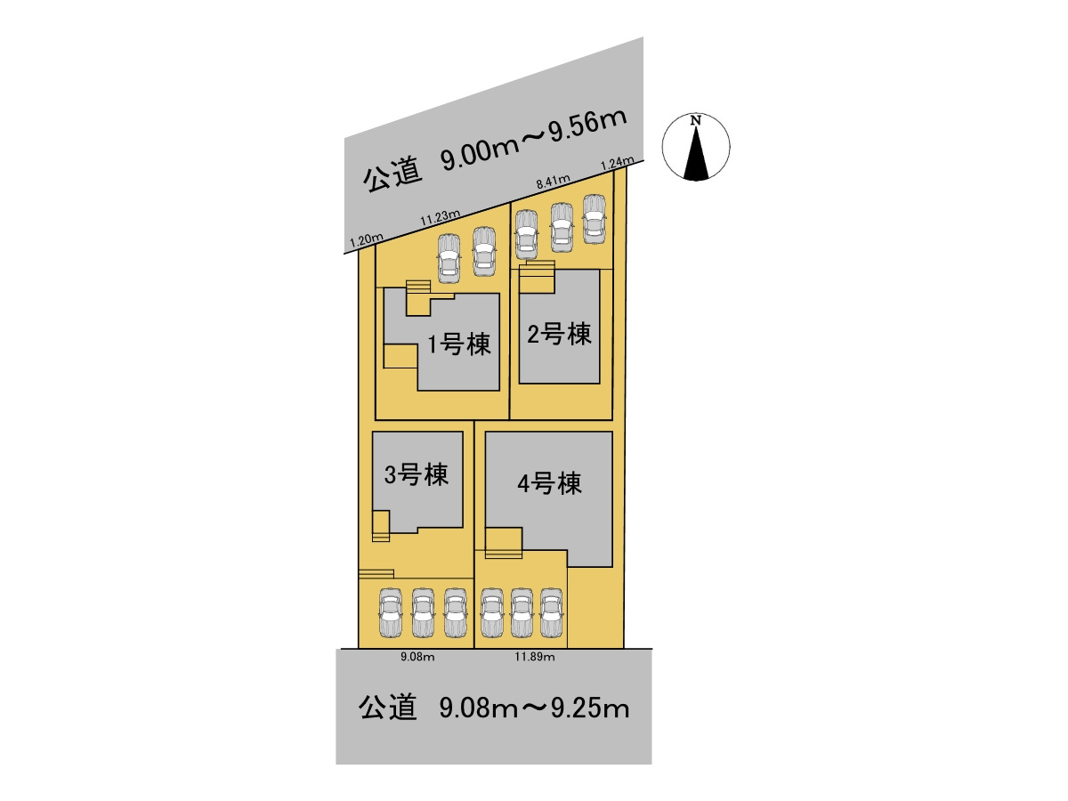 リーブルガーデン　各務原市川島小網（川島スポーツ公園西）　全4区画分譲の区画図|■区画図
■YAMADA電機の　ヤマダ不動産　株式会社リライフ　
いつでもお問合わせ下さい。