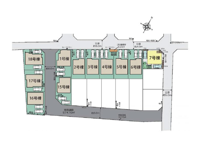 【区画図】 | 入間郡三芳町北永井　新築一戸建住宅　全11棟　(ふじみ野店) | 18号棟/2台分のカースペースを備えています。セカンドカーをお持ちの方やお車での来客の多い方にもオススメです(車種によります)。※図面を基に作成しています。現況と異なる場合は現況を優先いたします。