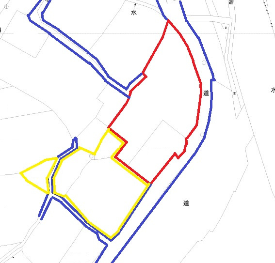 亀沢農地付住宅３LDKオール電化太陽光パネルの土地図