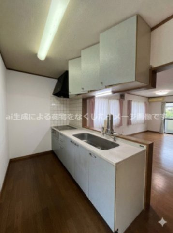 亀沢農地付住宅３LDKオール電化太陽光パネルのキッチン|AI生成画像